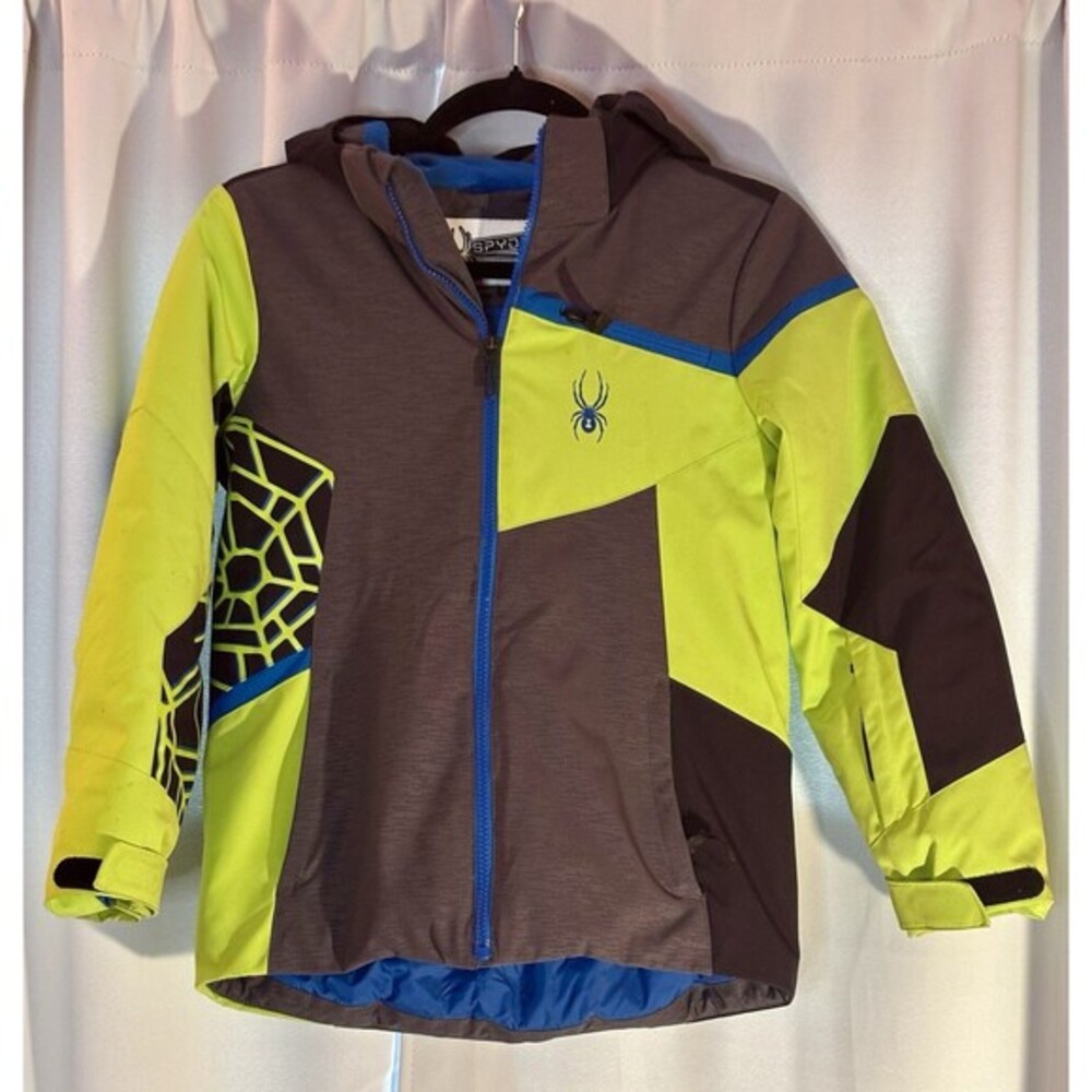 Spyder Boys' Challenger Ski Snowboarding Jacket Size 10‎ Colorblock Black Green